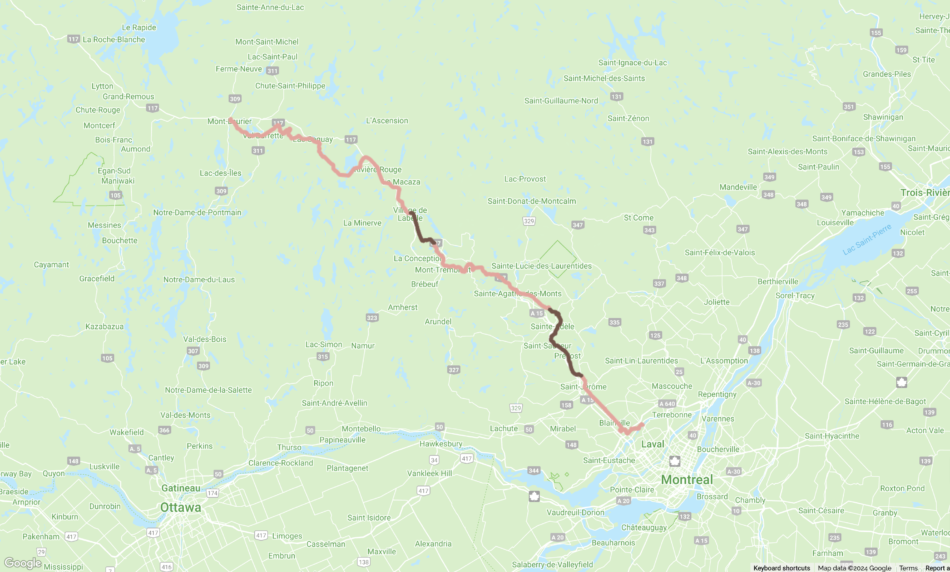 Map of the P'tit Train du Nord.